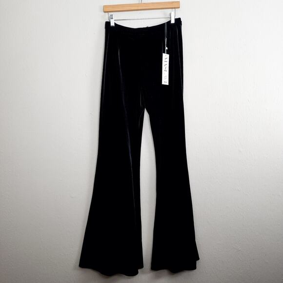 NWT Jovani Maslavi Black Velvet Flare High Waist Pants Designer Disco 10 - Picture 4 of 14